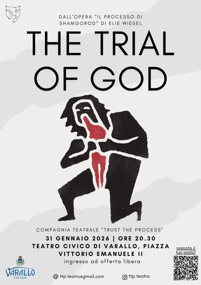 Varallo, al Teatro Civico arriva “The Trial of God”: in scena la compagnia “Trust the Process”