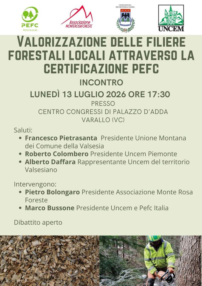 A Varallo un incontro sulla valorizzazione delle filiere forestali locali A Varallo un incontro sulla valorizzazione delle filiere forestali locali