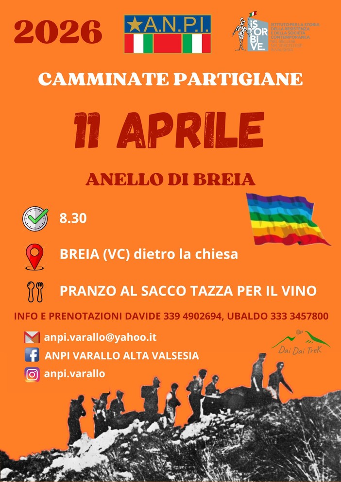 Breia apre le Camminate Partigiane 2026: l’11 aprile un percorso nei luoghi della Resistenza tra Cellio e Breia