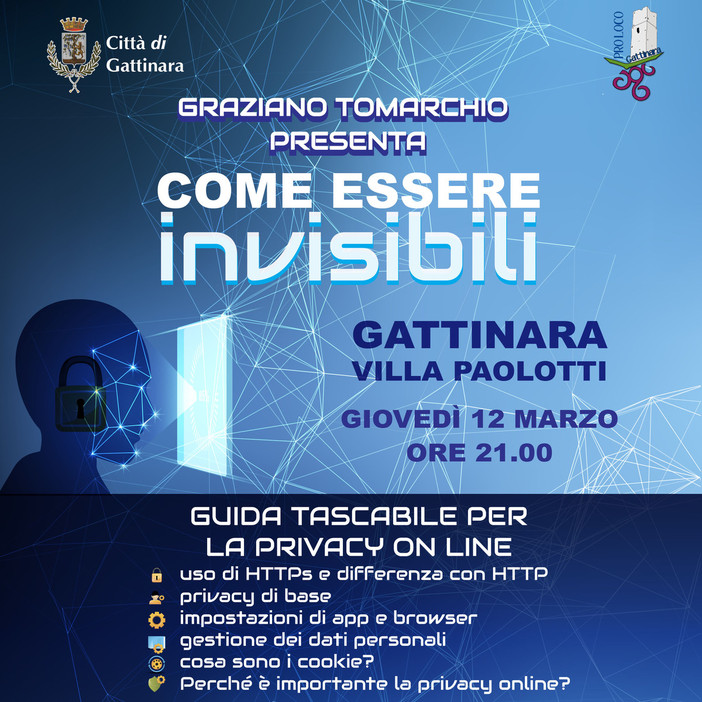 A Gattinara una serata sulla privacy online: “Come essere invisibili” con Graziano Tomarchio