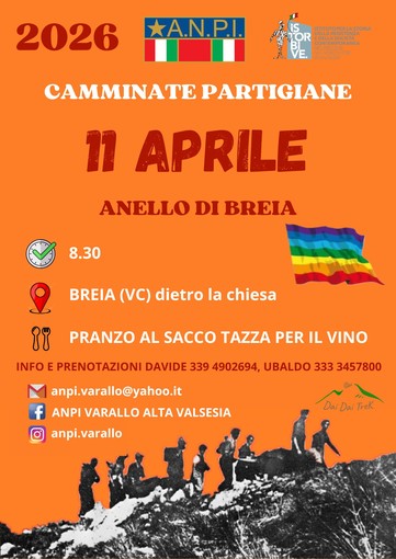 Breia apre le Camminate Partigiane 2026: l’11 aprile un percorso nei luoghi della Resistenza tra Cellio e Breia