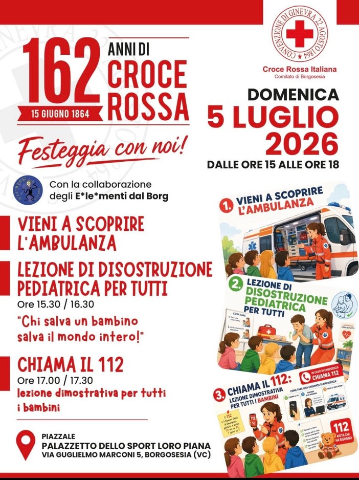 Borgosesia festeggia i 162 anni della Croce Rossa con un pomeriggio per grandi e bambini