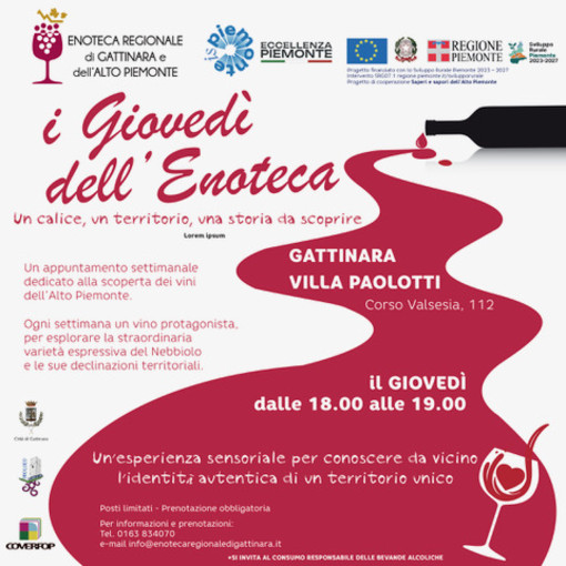 Gattinara: “I Giovedì dell’Enoteca” Un viaggio tra vini, territori e identità dell’Alto Piemonte