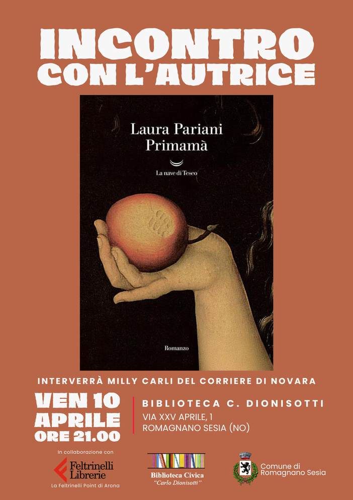 Laura Pariani presenta Primamà alla Biblioteca di Romagnano Sesia