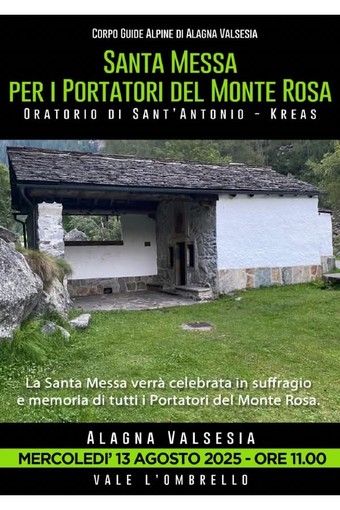 Alagna: Santa Messa in ricordo dei &quot;Portatori del Monte Rosa&quot;