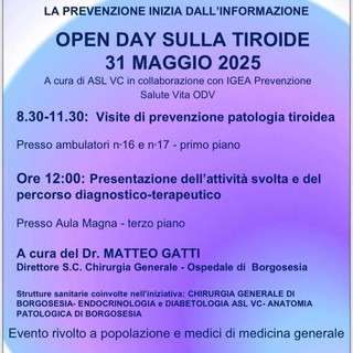 Salute della tiroide: Open Day informativo all'ospedale di Borgosesia