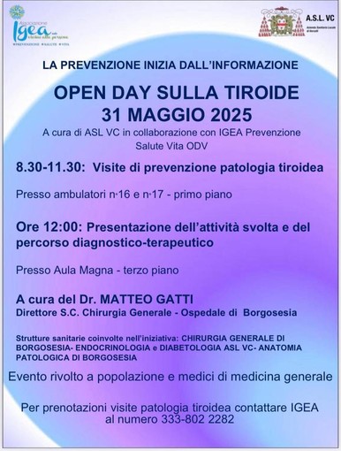 Salute della tiroide: Open Day informativo all'ospedale di Borgosesia