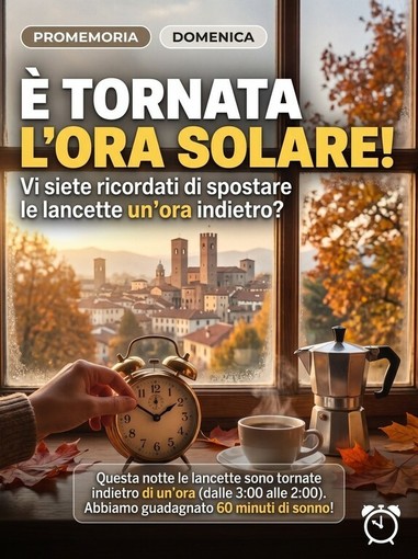Lancette indietro e sessanta minuti di sonno in più: è tornata l'ora solare