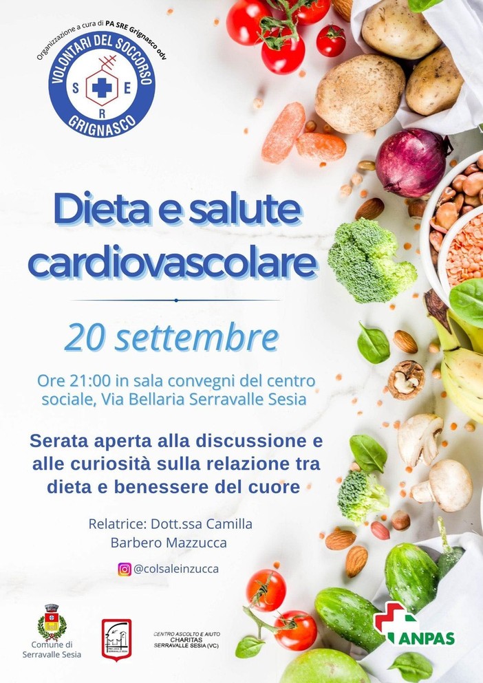 Serravalle Sesia, dieta e salute cardiovascolare: incontro aperto alla cittadinanza