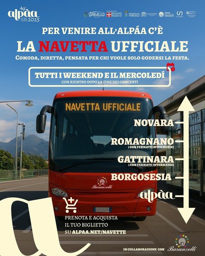 Alpàa 2025, attivo il servizio navetta ufficiale: collegamenti da Novara, Romagnano e Gattinara