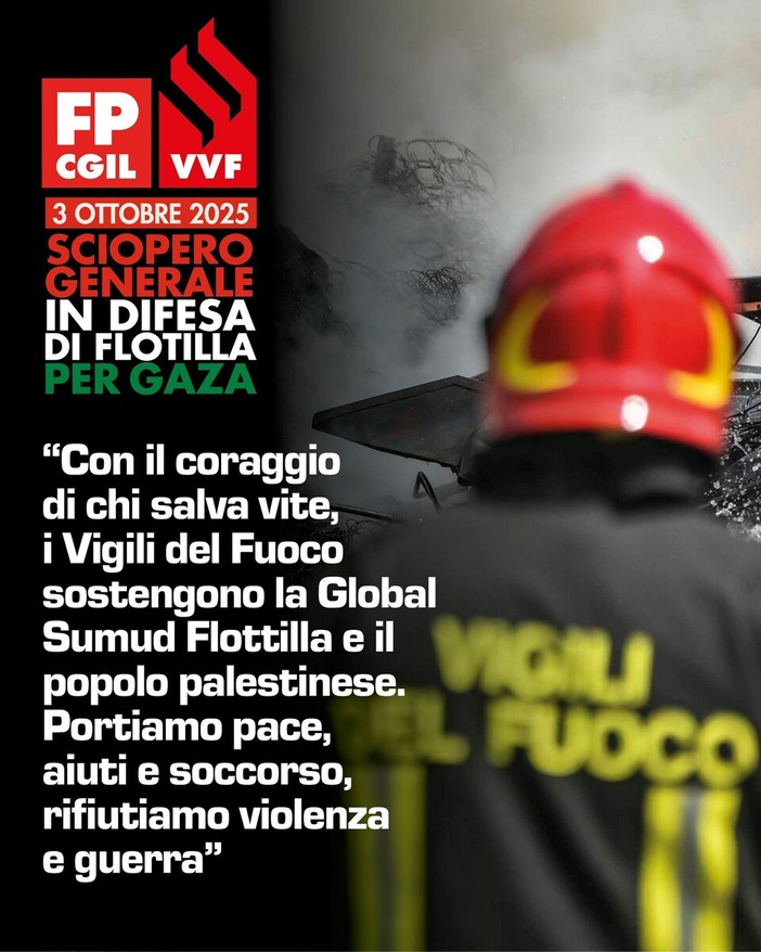 Gaza, i Vigli del Fuoco aderiscono allo sciopero nazionale Gaza, i Vigli del Fuoco aderiscono allo sciopero nazionale