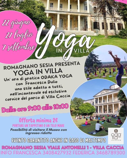 Romagnano Sesia: &quot;Yoga in villa&quot; al parco di Villa Caccia