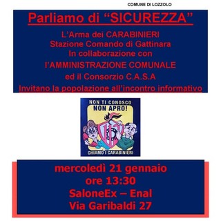 Lozzolo, incontro pubblico con i Carabinieri: consigli contro furti e truffe agli anziani