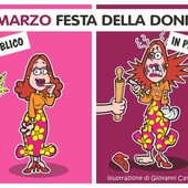 Festa della Donna: mimosa in pubblico e "mazzate" in privato - Illustrazione di Giovanni Cavallo