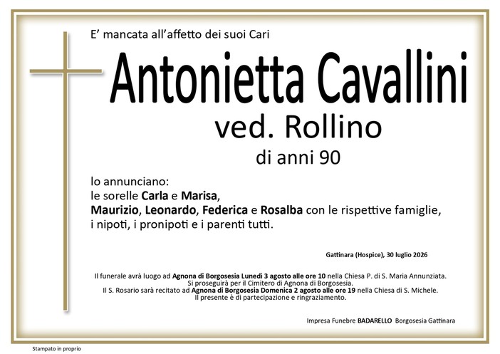 Antonietta Cavallini, ved. Rollino