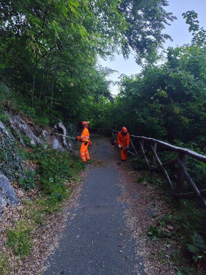 Borgosesia, la squadra AIB ripulisce la ciclabile Isolella-Agnona
