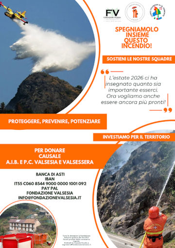 Valsesia e Valsessera, riaperta la raccolta per potenziare le squadre AIB e Protezione Civile Valsesia e Valsessera, riaperta la raccolta per potenziare le squadre AIB e Protezione Civile