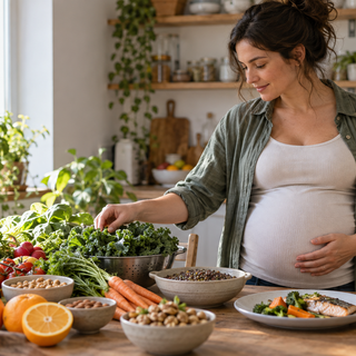 Alimentazione in gravidanza: colmiamo il fabbisogno di minerali e vitamine - Immagine generata con IA