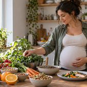 Alimentazione in gravidanza: colmiamo il fabbisogno di minerali e vitamine - Immagine generata con IA