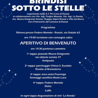 Martedì 5 agosto a Roasio torna  'Brindisi sotto le stelle'