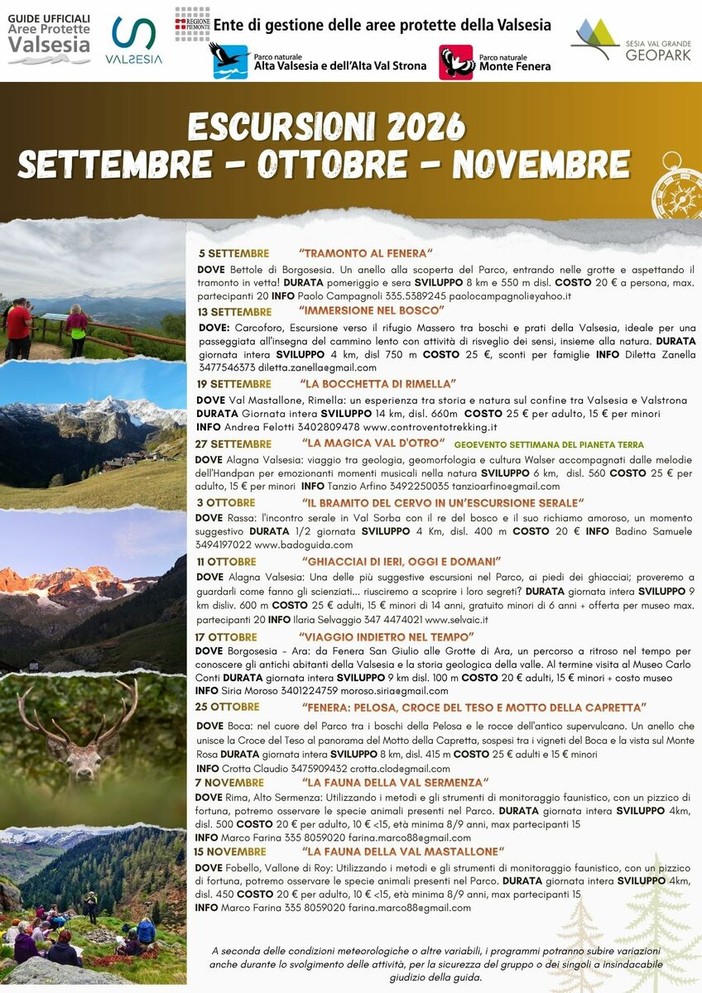 Dall’alba sul Fenera ai cervi in amore: dieci escursioni per vivere l’autunno nelle Aree Protette della Valsesia Dall’alba sul Fenera ai cervi in amore: dieci escursioni per vivere l’autunno nelle Aree Protette della Valsesia