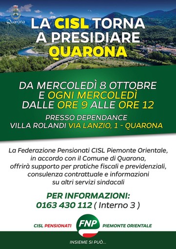 La Cisl torna a Quarona con un presidio settimanale