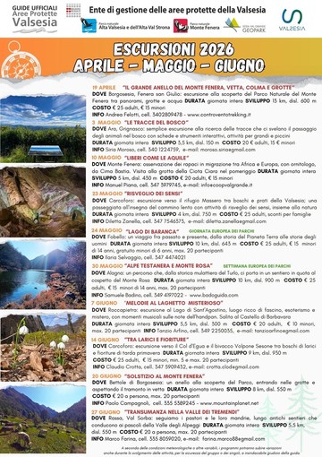 Escursioni in Valsesia da aprile a giugno 2026: il calendario delle Guide ufficiali tra Monte Fenera, Alta Valsesia e Val Sorba