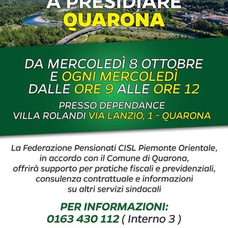 La Cisl torna a Quarona con un presidio settimanale