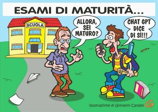 Maturandi nell’era dell’IA: ChatGPT si siede al primo banco - Illustrazione di Giovanni Cavallo