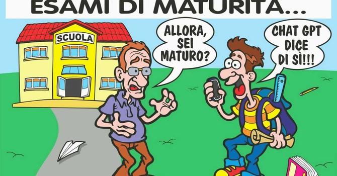 Maturandi nell’era dell’IA: ChatGPT si siede al primo banco - Illustrazione di Giovanni Cavallo