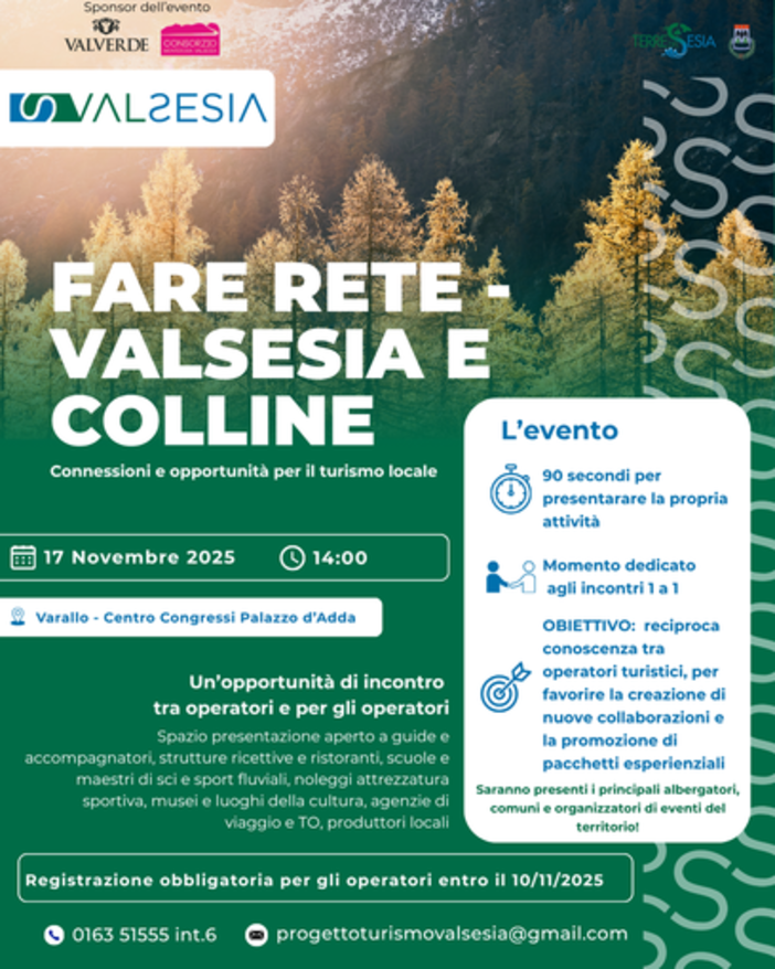 A Varallo l’evento “Fare rete – Valsesia e Colline”: operatori turistici insieme per nuove opportunità A Varallo l’evento “Fare rete – Valsesia e Colline”: operatori turistici insieme per nuove opportunità