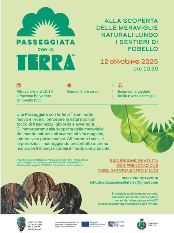 Fobello, una “Passeggiata con la Terra” per riscoprire i sentieri e la natura della Valsesia Fobello, una “Passeggiata con la Terra” per riscoprire i sentieri e la natura della Valsesia
