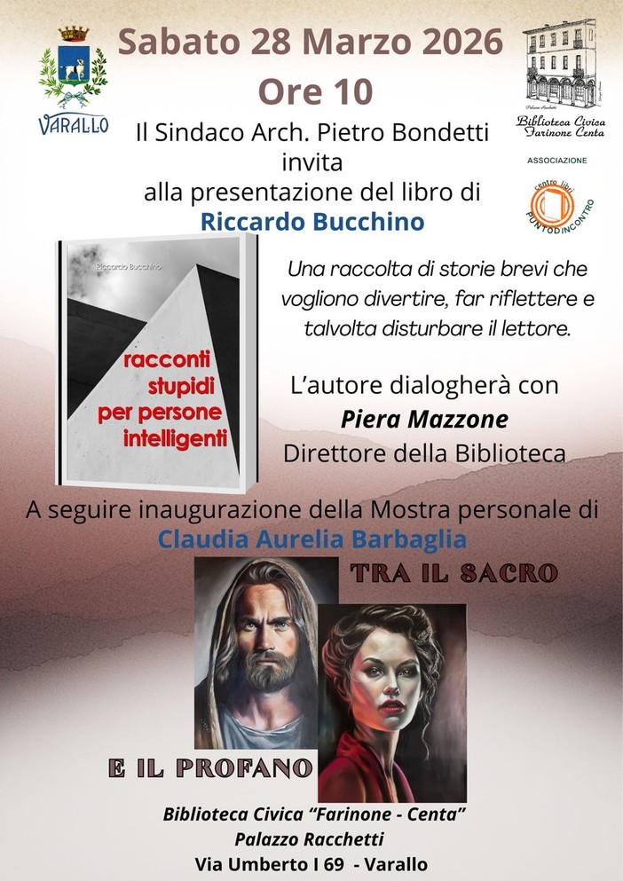 A Varallo un sabato tra letteratura e arte in Biblioteca con Riccardo Bucchino e Claudia Aurelia Barbaglia A Varallo un sabato tra letteratura e arte in Biblioteca con Riccardo Bucchino e Claudia Aurelia Barbaglia