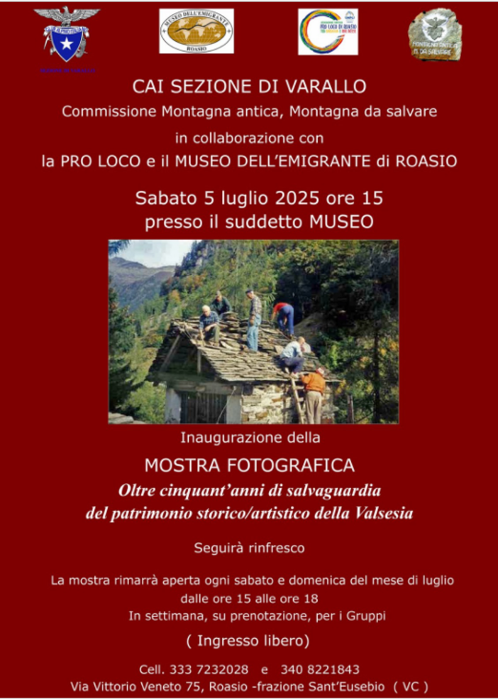 Al Museo dell'Emigrante di Roasio, una mostra fotografica sul patrimonio storico e artistico valsesiano