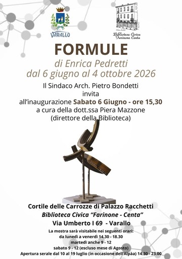 Varallo, a Palazzo Racchetti la mostra “Formule” di Enrica Pedretti