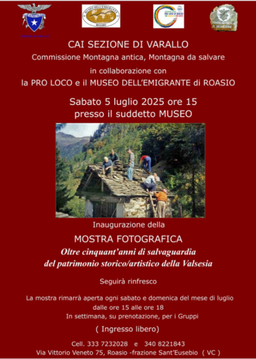 Al Museo dell'Emigrante di Roasio, una mostra fotografica sul patrimonio storico e artistico valsesiano