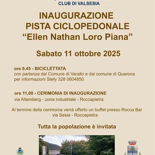 Varallo e Quarona inaugurano la nuova pista ciclopedonale “Ellen Nathan Loro Piana”