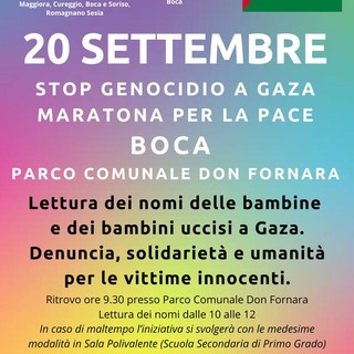 Boca ricorda le vittime di Gaza: appuntamento al Parco comunale Don Fornara