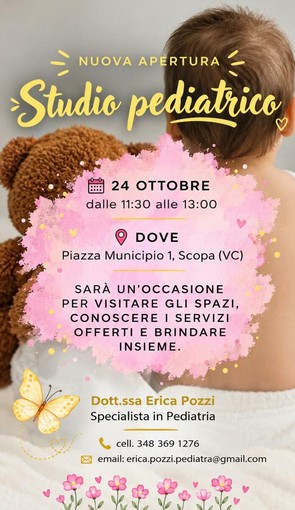 Scopa, domani la presentazione del nuovo studio pediatrico per le famiglie della Valsesia