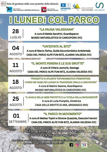 “I Lunedì col Parco”: sei incontri alla scoperta delle meraviglie naturali della Valsesia