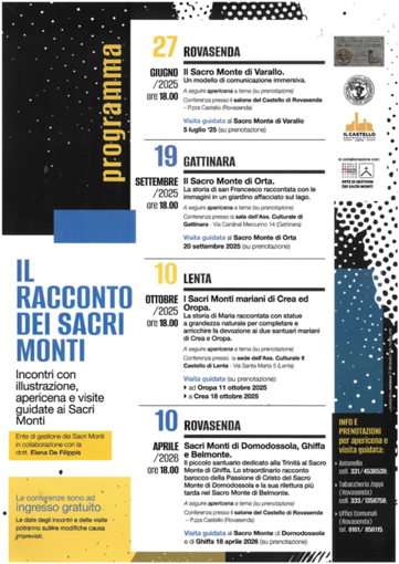 &quot;Il racconto dei Sacri Monti&quot;: primo appuntamento venerdì 27 giugno al castello di Rovasenda