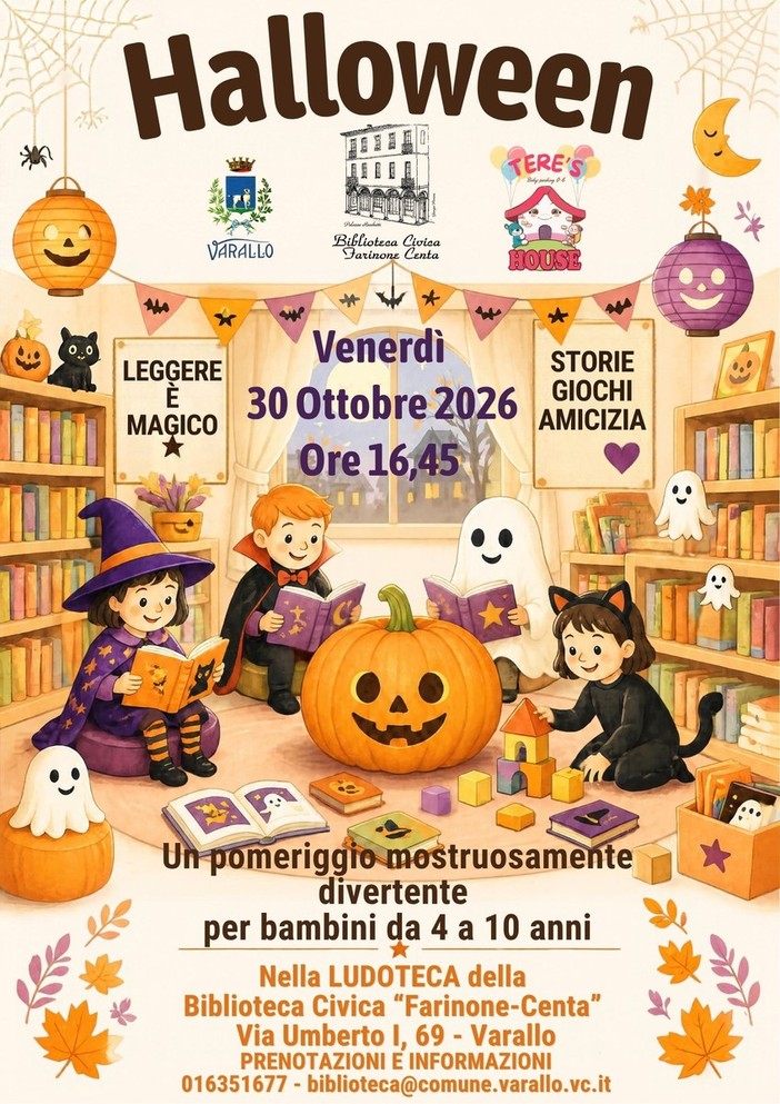 Halloween in ludoteca a Varallo: un laboratorio gratuito per bambini dai 4 ai 10 anni Halloween in ludoteca a Varallo: un laboratorio gratuito per bambini dai 4 ai 10 anni