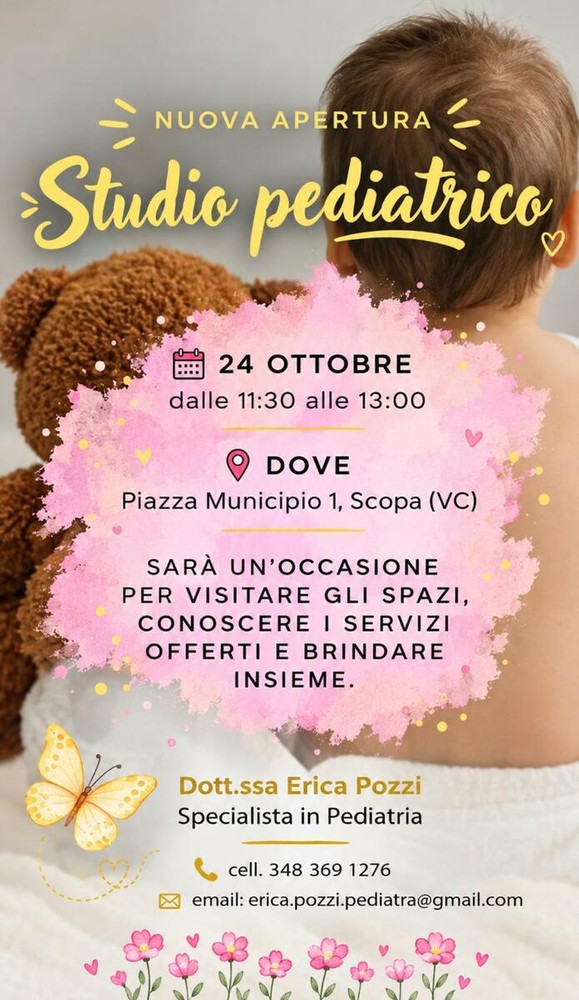 Scopa, domani la presentazione del nuovo studio pediatrico per le famiglie della Valsesia Scopa, domani la presentazione del nuovo studio pediatrico per le famiglie della Valsesia