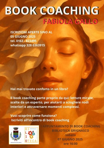 Biblioteca di Grignasco: &quot;Book coaching&quot; con la dr.ssa Fabiola Gallo