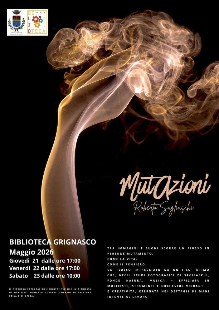 Alla Biblioteca di Grignasco arriva “MutAzioni” di Roberto Sagliaschi