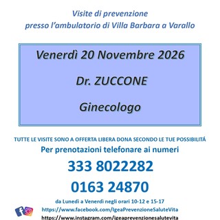 Varallo, il 20 novembre visite ginecologiche di prevenzione a Villa Barbara