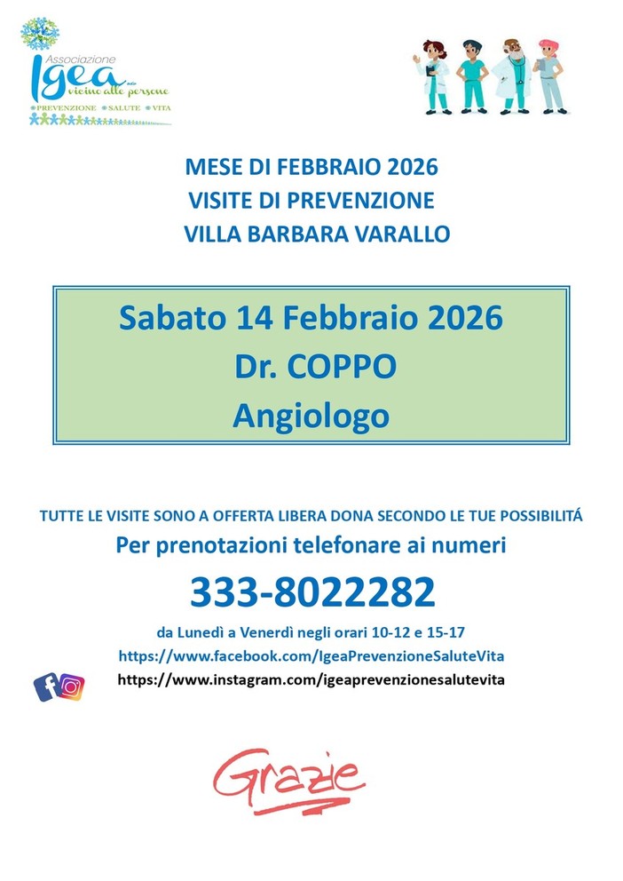 Varallo, visite di prevenzione a Villa Barbara: il 14 febbraio ambulatorio con l’angiologo Coppo