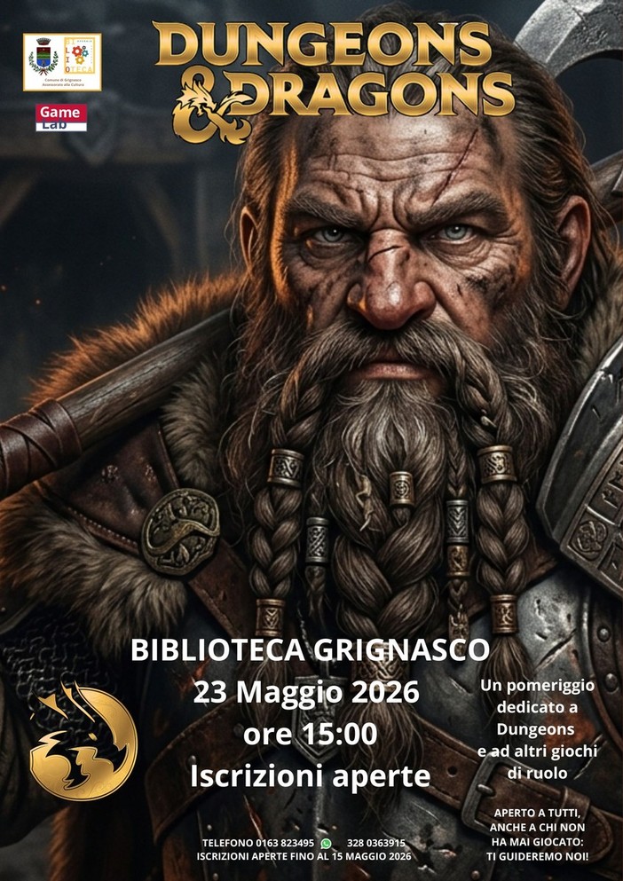 Grignasco: Lanciate i dadi! Dungeons Dragons sbarca in biblioteca