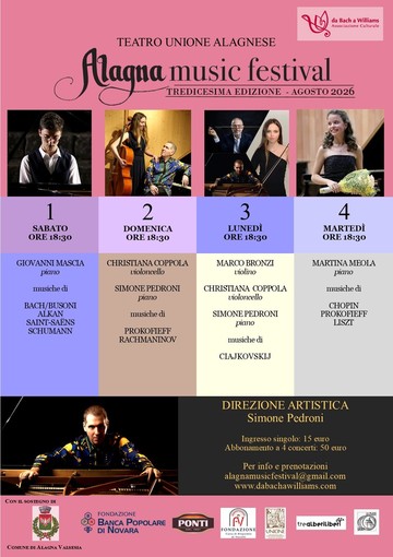 Alagna Music Festival, quattro concerti al Teatro Unione Alagnese per la 13ª edizione Alagna Music Festival, quattro concerti al Teatro Unione Alagnese per la 13ª edizione