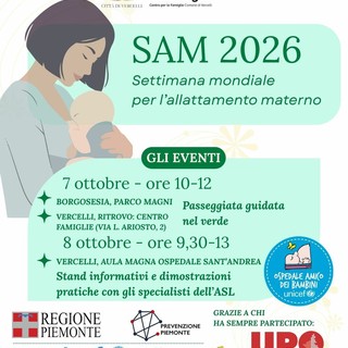 Settimana mondiale per l’allattamento, il 7 e 8 ottobre appuntamenti a Borgosesia e Vercelli